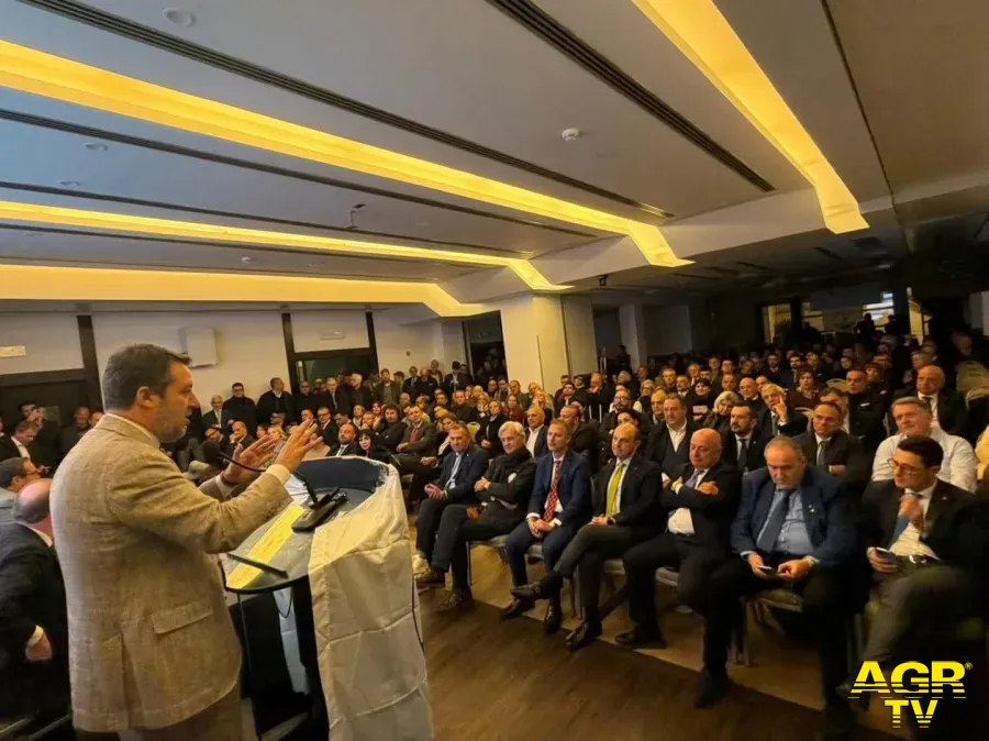 Ministro delle Infrastrutture e dei Trasporti Matteo Salvini all'Assemblea della Lega Lazio a Roma