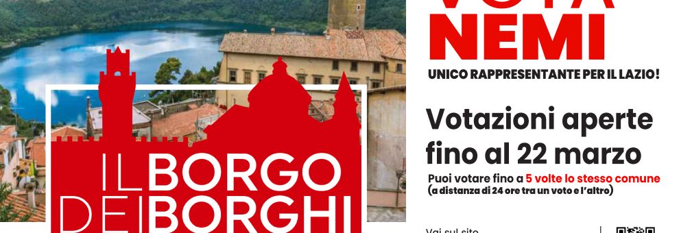 Borgo dei Borghi 2026, Nemi in gara per il Lazio Borgo dei Borghi 2026, Nemi in gara per il Lazio