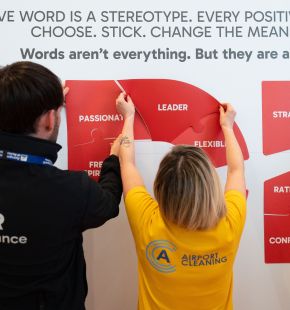 Fiumicino, al terminal 1,Cambiamo le parole...per cambiare le cose iniziativa partecipativa e simbolica per l'8 marzo