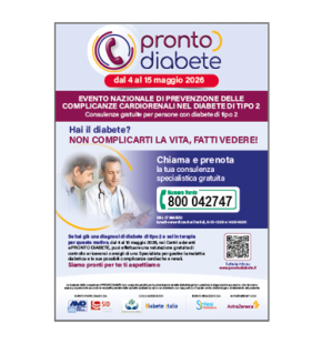 Al via Pronto Diabete 2026 per la prevenzione delle complicanze del Diabete di tipo 2