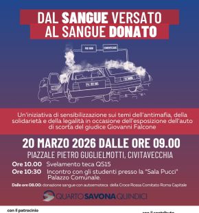 Dal sangue versato...al Sangue donato, in memoria dei martiri della Quarto Savona 15, l'auto della scorta di Falcone