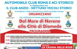 ACI Ruote nella storia 2026: Dal mare di Nerone alla città di Diomedeauto storiche a Nettuno, Lanuvio e Genzano