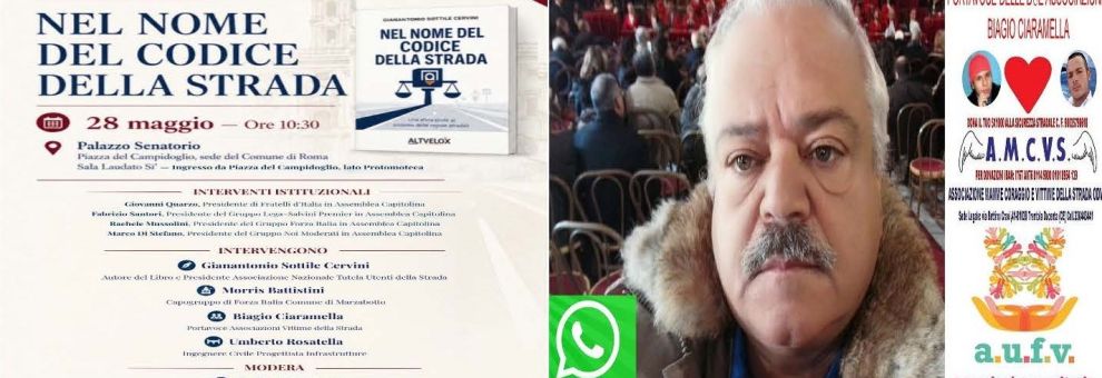 Nel nome del Codice della Strada, 28 maggio in Campidoglio presentazione del libro di Gianantonio Sottile Cervini