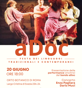 Roma, aDoc Festa dei linguaggi tradizionali e contemporanei Orto Botanico 20 giugno, concerto di Enza Pagliara e Dario Muci Roma, aDoc Festa dei linguaggi tradizionali e contemporanei Orto Botanico 20 giugno, concerto di Enza Pagliara e Dario Muci