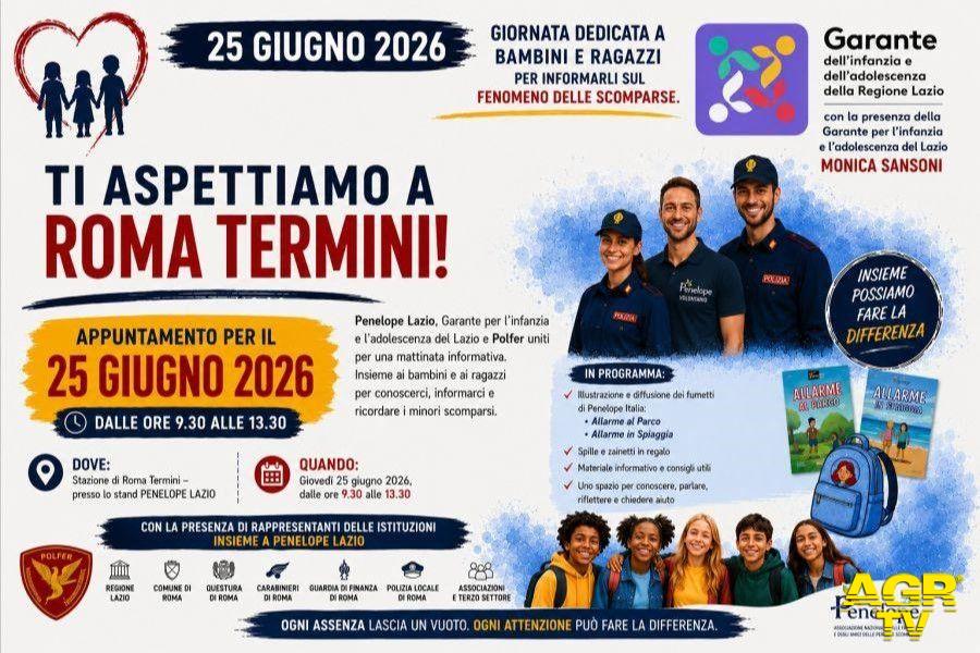 Penelope Lazio replica l’iniziativa dedicata alla sicurezza dei minori - Locandina da comunicato Stampa Penelope Lazio replica l’iniziativa dedicata alla sicurezza dei minori - Locandina da comunicato Stampa