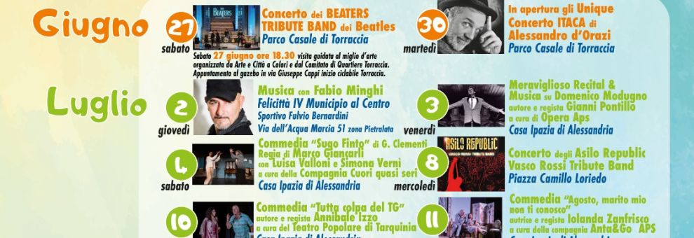 IV Municipio, ch'Estate a Fa? 18 eventi tra musica e teatro ad ingresso libero