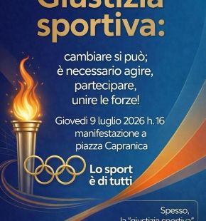 Roma, il 9 luglio, giovani in piazza per la giustizia nello sport