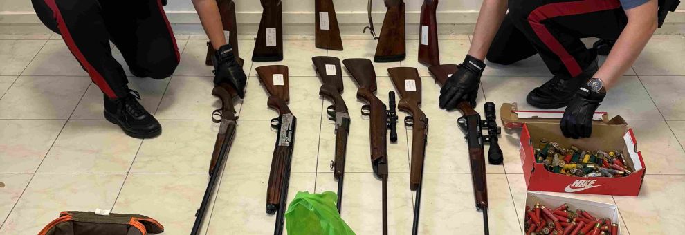 Blitz dei Carabinieri sul litorale, 3 arresti, sequestrati 2,6 kg. di droga e 13 fucili
