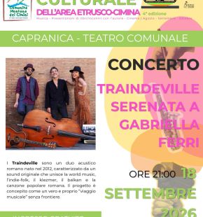 Serenata per Gabriella Ferri, Traindeville in concerto al Teatro Francigena di Capranica il 18 settembre