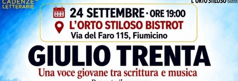 Cadenze Letterarie torna a Fiumicino con La verità che resta di Giulio Trenta Cadenze Letterarie torna a Fiumicino con La verità che resta di Giulio Trenta