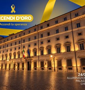Roma, Palazzo Chigi si illumina di luce dorata per la campagna internazionale di sensibilizzazione contro il cancro pediatrico