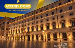Roma, Palazzo Chigi si illumina di luce dorata per la campagna internazionale di sensibilizzazione contro il cancro pediatrico
