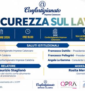 Confartigianato Catanzaro, imprese e professionisti a confronto in materia di sicurezza sul lavoro: conoscere i rischi per prevenirli Confartigianato Catanzaro, imprese e professionisti a confronto in materia di sicurezza sul lavoro: conoscere i rischi per prevenirli