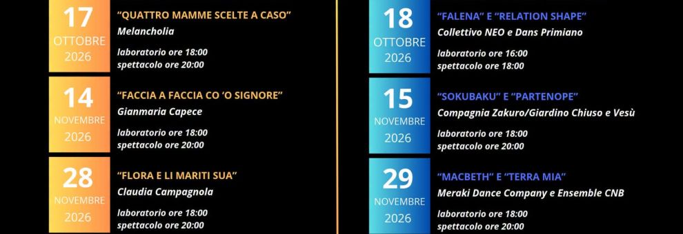 XXXII Contaminazioni, Molinari Art Center Teatro Libero dal 17 ottobre al 13 dicembre spettacoli di danza e prosa