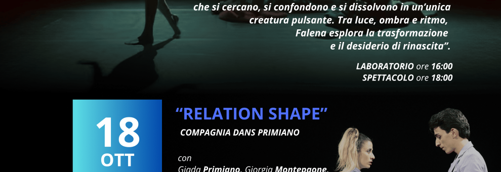 18 ottobre, Contaminazioni 2026, in scena: Collettivo Neo con Falena e la Compagnia Dans Primiano con Relation Shape