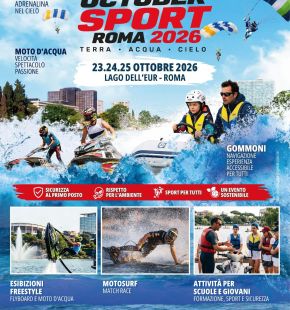 October sport Roma 2026 al laghetto dell'Eur, freestyle, flyboard in acqua e il grande show dei paracadutisti